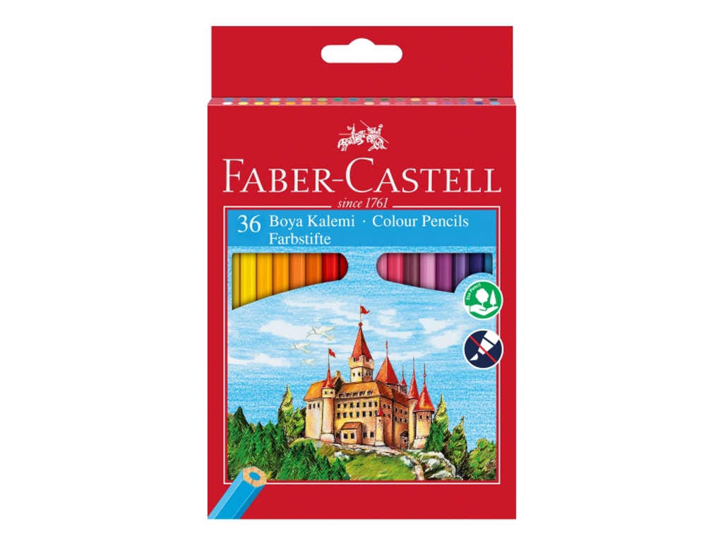 Faber-Castell 36 Renk Tam Boy Kuru Boya Seti - Zengin Renk Seçeneği - Karton Kutu