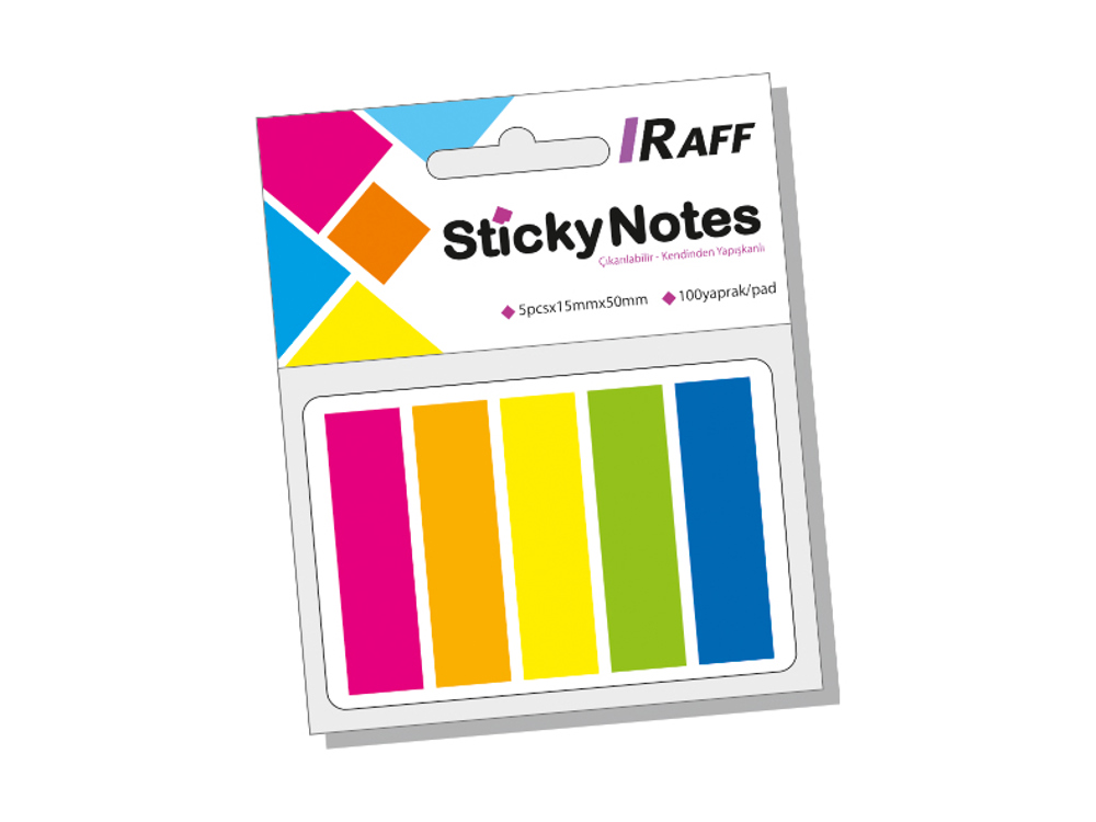 RAFF YAPIŞKANLI NOT KAĞIDI 5X15MMX75MM NEON RENKLER