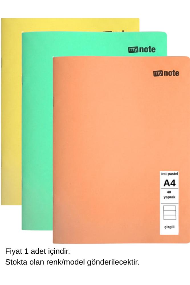 Mynote A4 40p Çizgili Pastel Renkli Defter - Trend Kolej ve Ders Notu Defteri