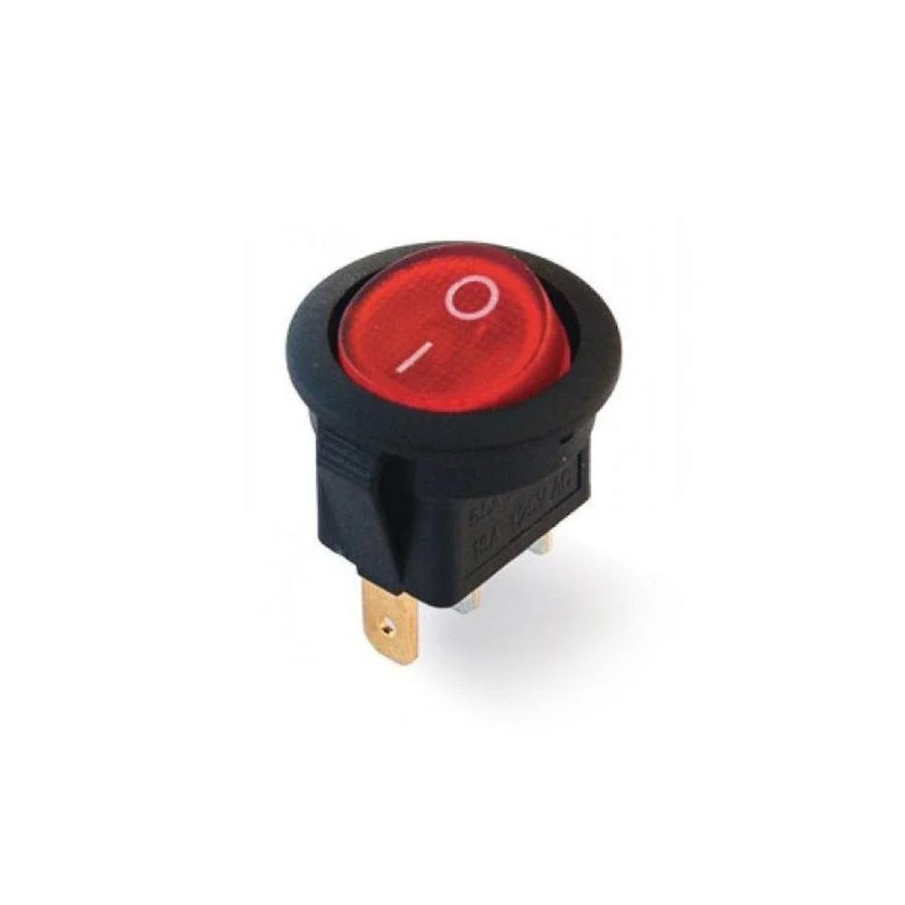 12V 20 mm Yuvarlak Kırmızı Işıklı Aç Kapa Anahtar - Proje Kutusu ve Araç İçi Güç Düğmesi