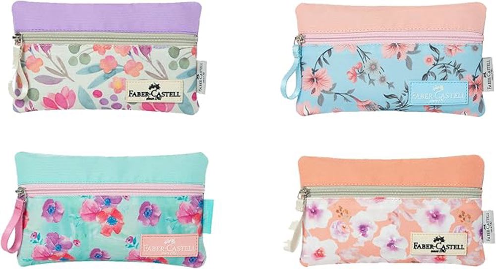 Faber-Castell Flower Kalem Çantası - Tek Bölmeli - Özel Çiçek Desenli
