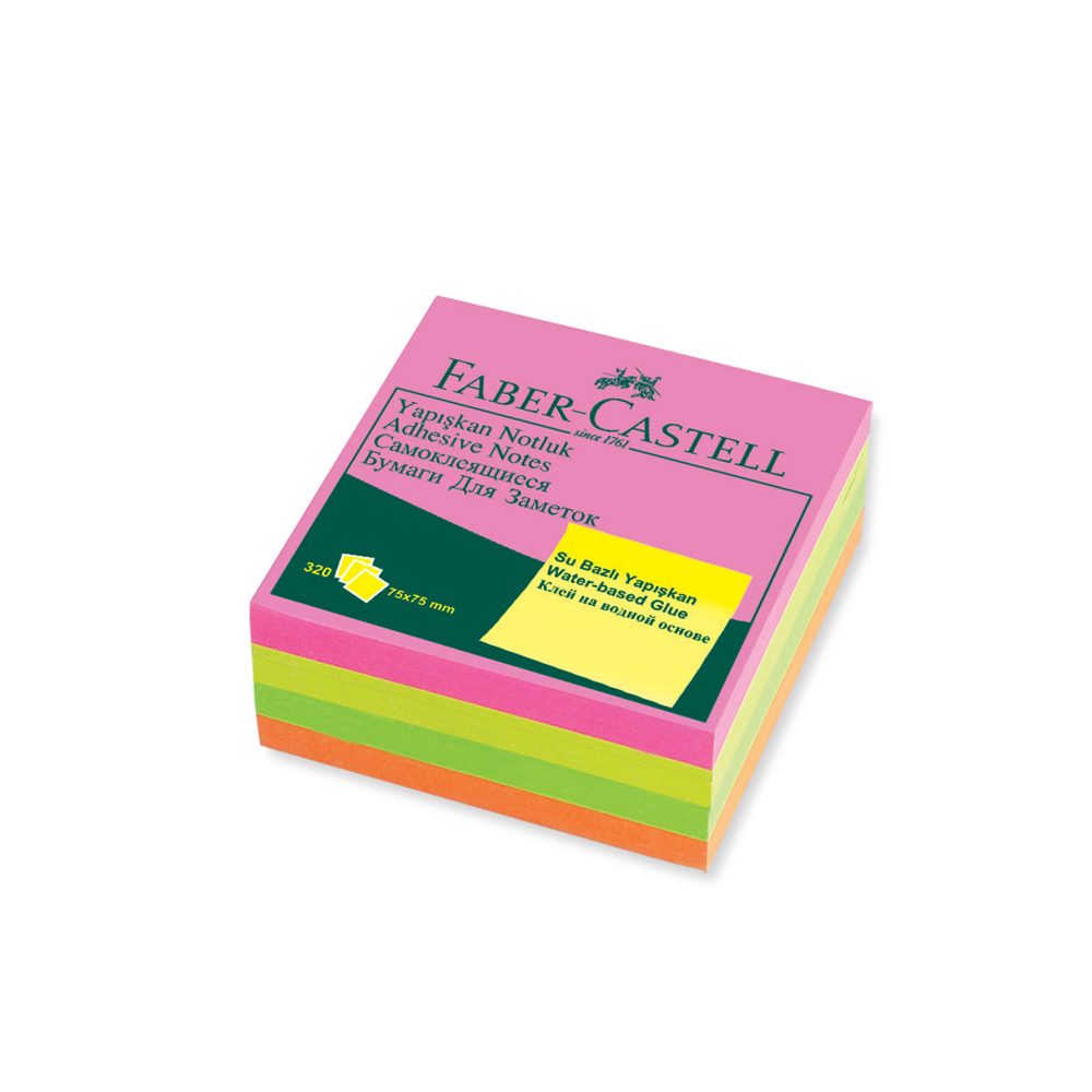 Faber Castell Renkli Küp Yapışkan Notluk 75X75 mm