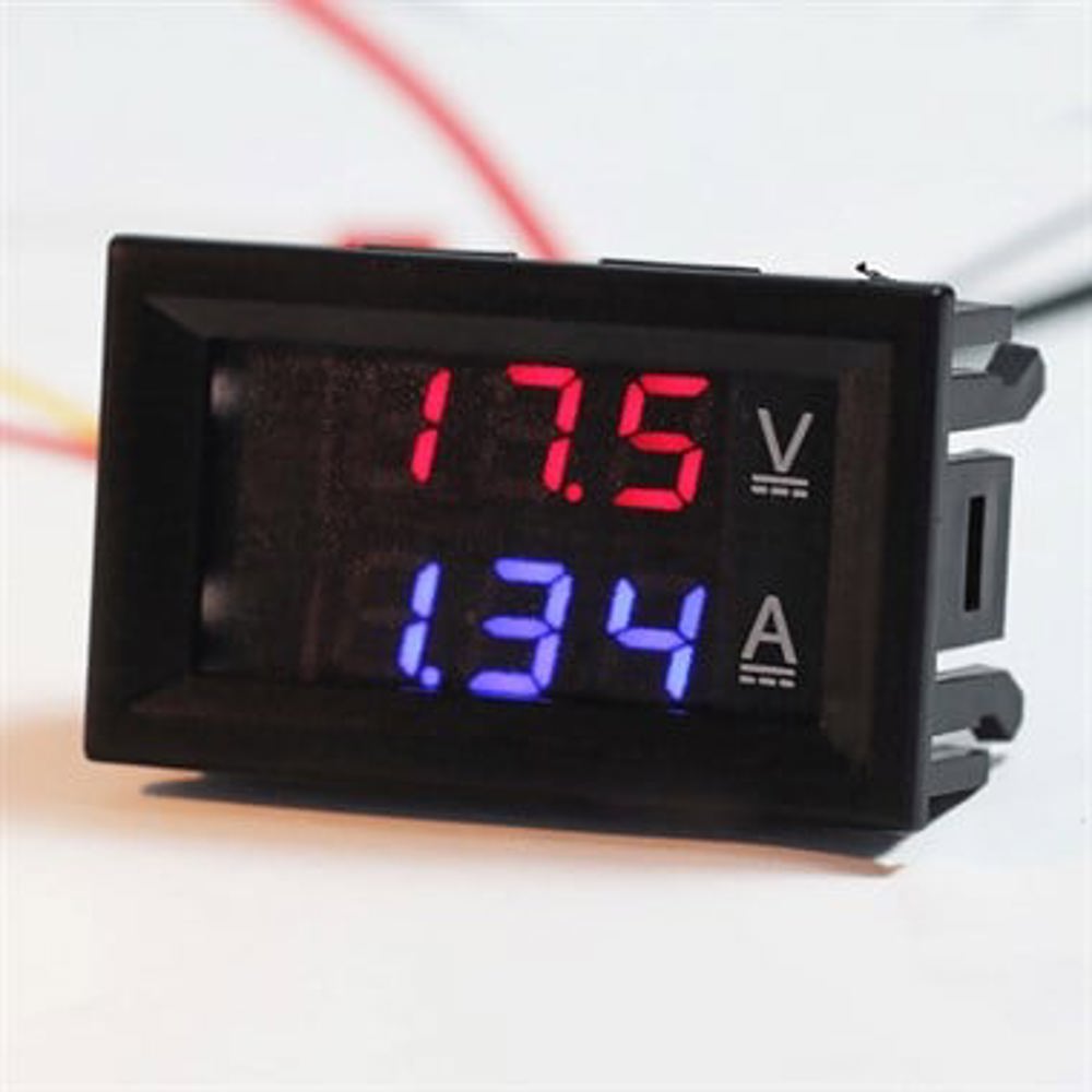 Panel Tipi 0-100V 10A Dijital Voltmetre Ampermetre - Çift Renkli LED Gösterge