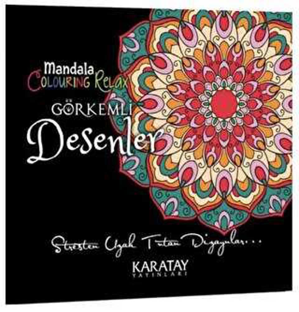 Mandala Görkemli Desenler Karatay Yayınları Siyah Seri Anti-Stres Boyama Kitabı Siyah Arka Planlı