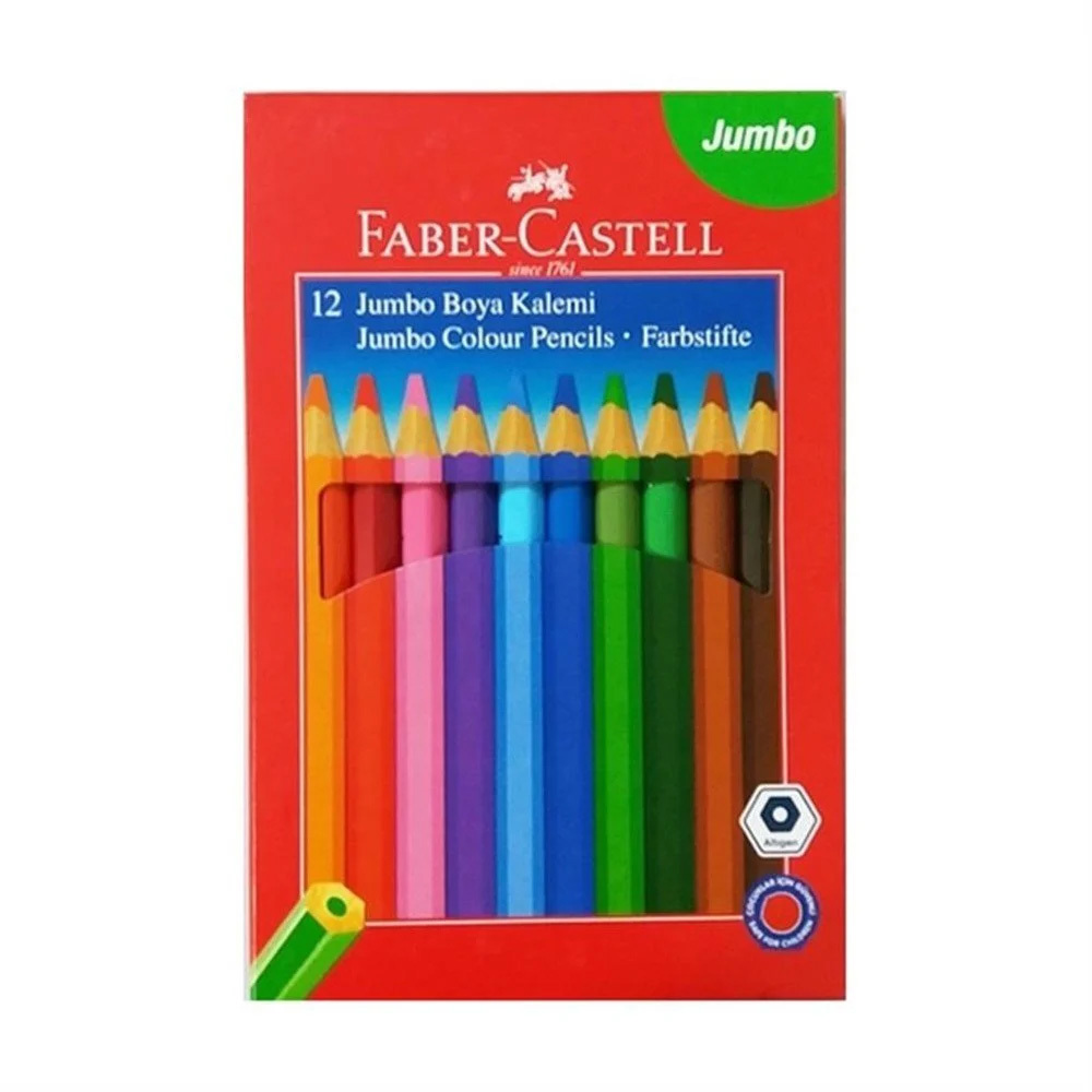 Faber-Castell Jumbo 12 Renk Kuru Boya Seti